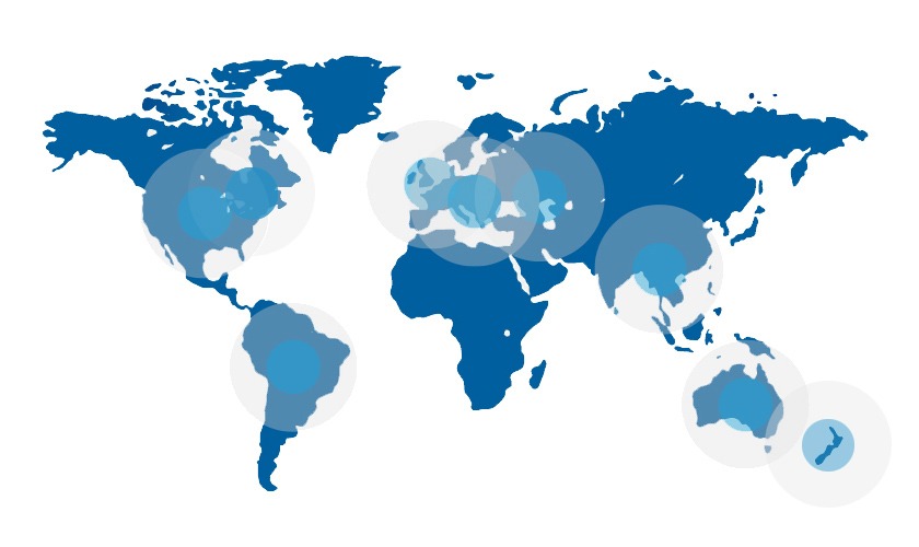 Austco office located in Australia, New Zealand, Singapore, Europe, Latin America, Canada, and USA